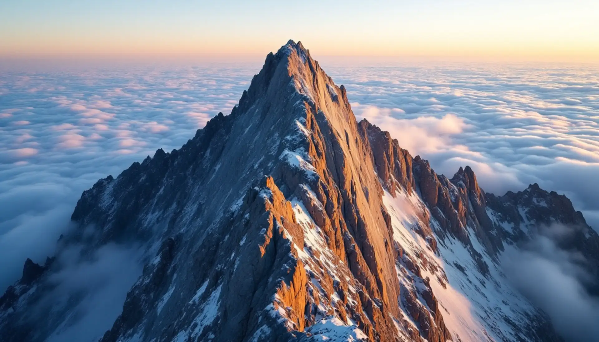ApexLend: a granite summit ridge at first light above a sea of cloud, the high point of a loan request for $100 – $5,000